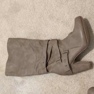 Tall tan leather boots